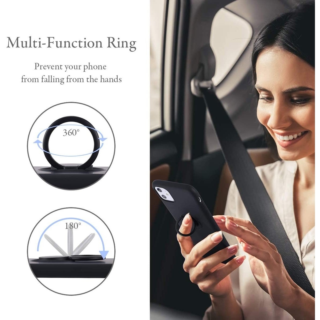 Husa protectie Vafy compatibila cu Apple iPhone 12 Pro Max Liquid Silicone Ring cu suport rotativ Negru