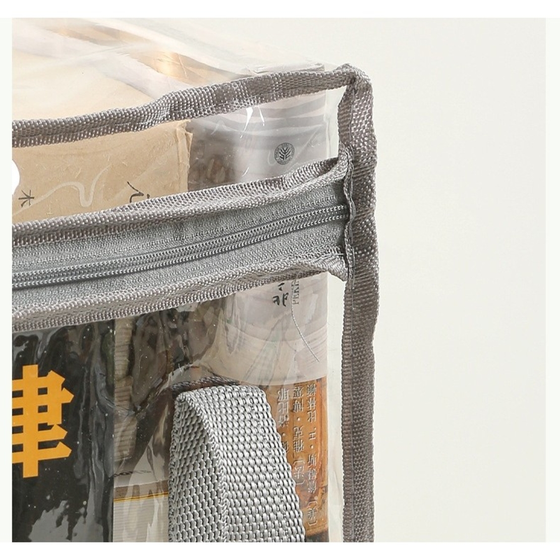 Cutie de Depozitare, Flippy, din PVC + Textil, Rezistenta la Apa, Geanta pentru Carti, 23x17x28 cm, Transparent-Negru
