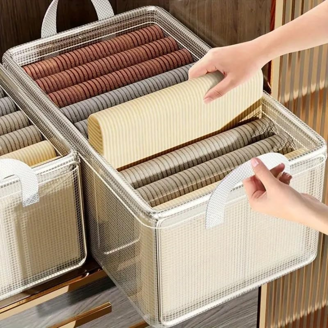Cutie de Depozitare Tip Cos, Flippy, Material Textil Transparent, Pliabila, 47x28x20 cm, 35 l, Cadru Metalic, cu Manere, Alb