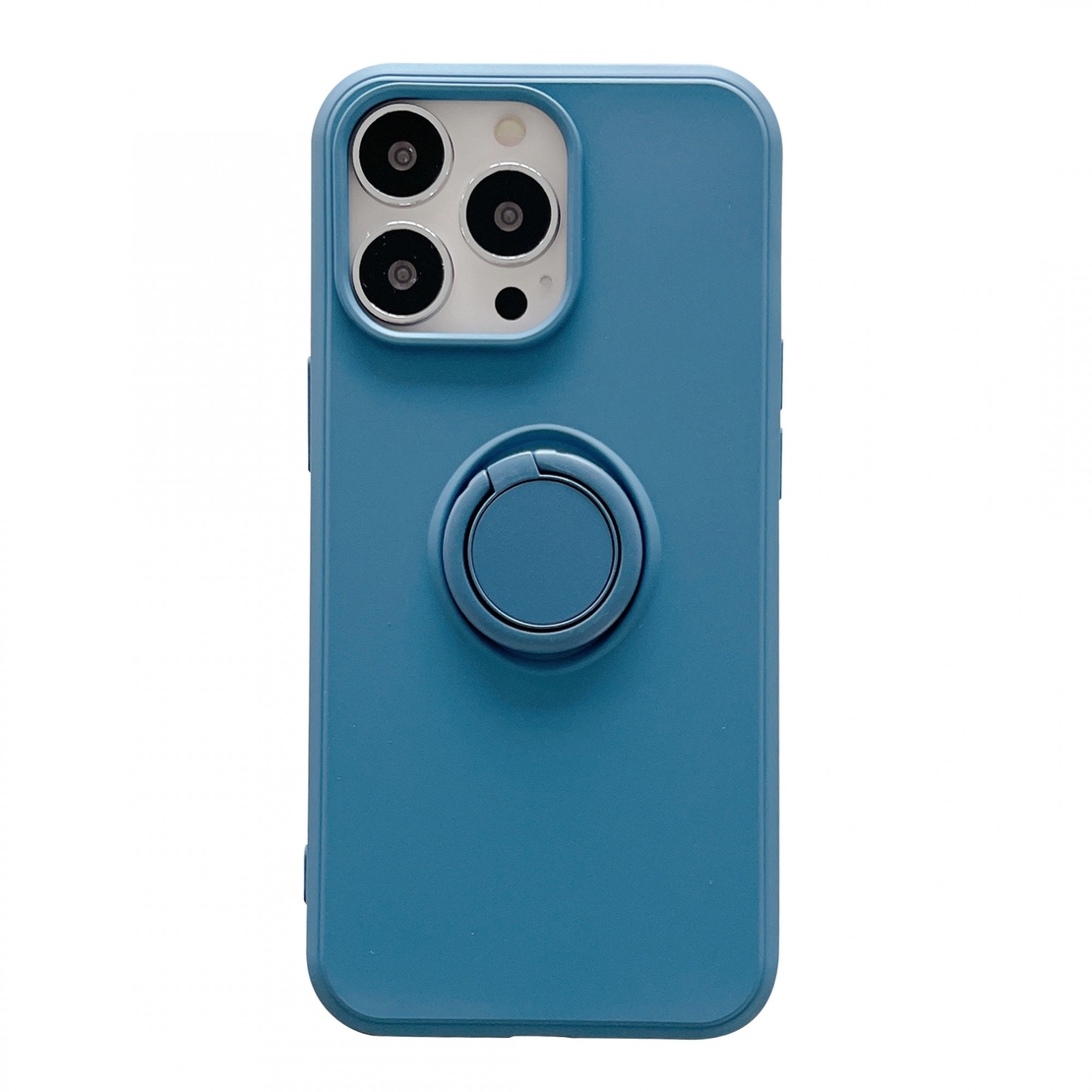 Husa protectie Vafy compatibila cu Apple iPhone 13 Pro Max Liquid Silicone Ring cu suport rotativ Albastru