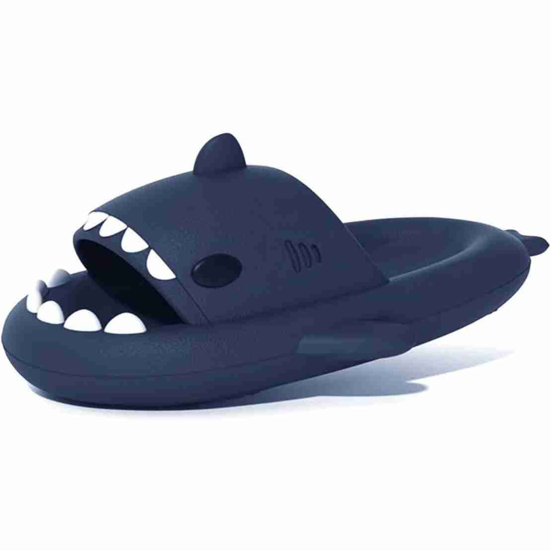 Papuci Tip Rechin, Flippy, Unisex, din Spuma EVA, Talpa Groasa Antiderapanta, Rezistenti la Uzura, Marime 38-39, Albastru Inchis