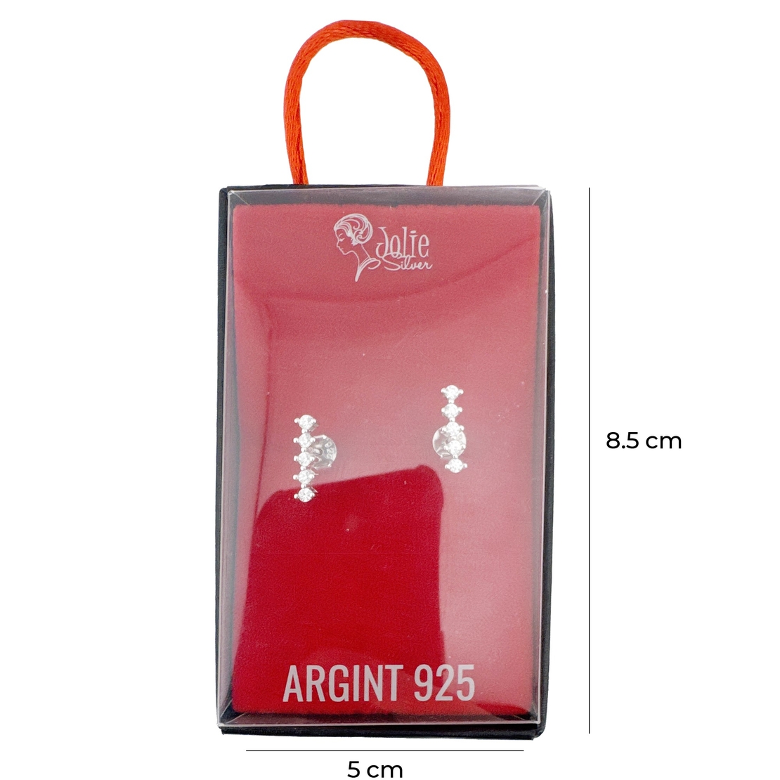 Cercei Dama Argint 925, Jolie, Model Bagheta cu 5 Pietre mici, 1.04 g, Argintiu