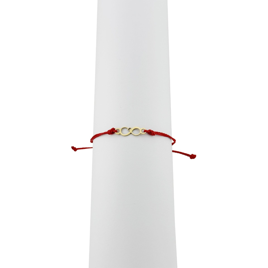 Bratara Martisor pentru Dama, Jolie, Model Infinit, Set 12 bucati, Pandativ din Inox Auriu, Snur Ajustabil Impletit, Rosu