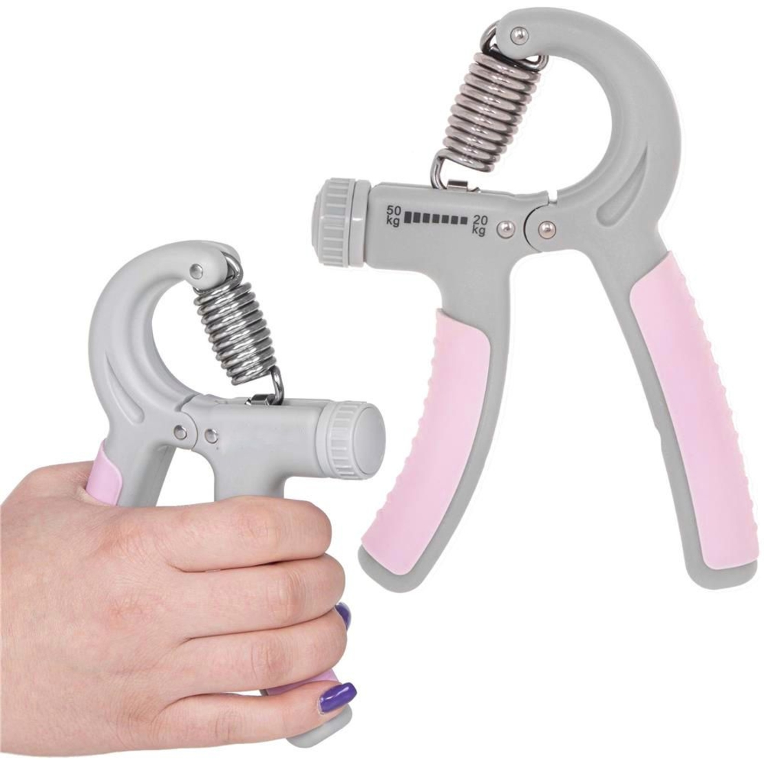 Flexor pentru exercitii antebrat, ajustabil, rezistenta 20-50kg, roz