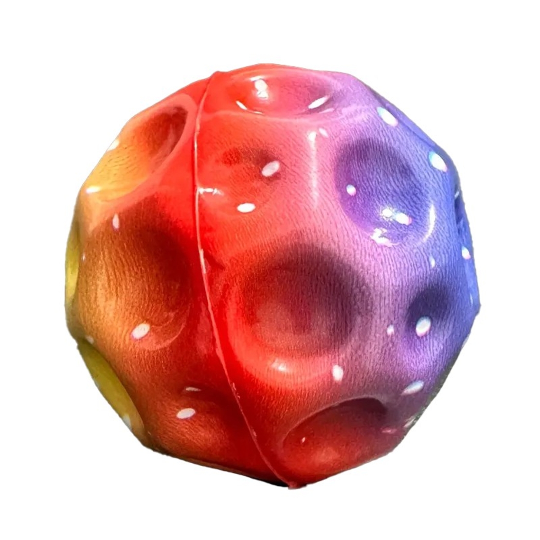 Minge Saltareata Hiperelastica, Flippy, Space Moon Ball foarte Elastica, Antistress pentru Copii, Diametru 66 mm, Multicolor Rosu