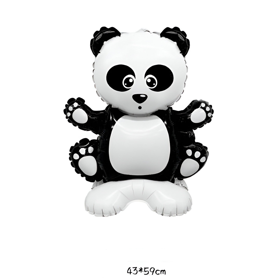 Balon din Folie Metalizata, Vafy, Figurine Animăluțe, Model Panda, 43x59cm, Ambalaj Individual, Pai Inclus, Umflare cu Aer sau Heliu, Alb Negru