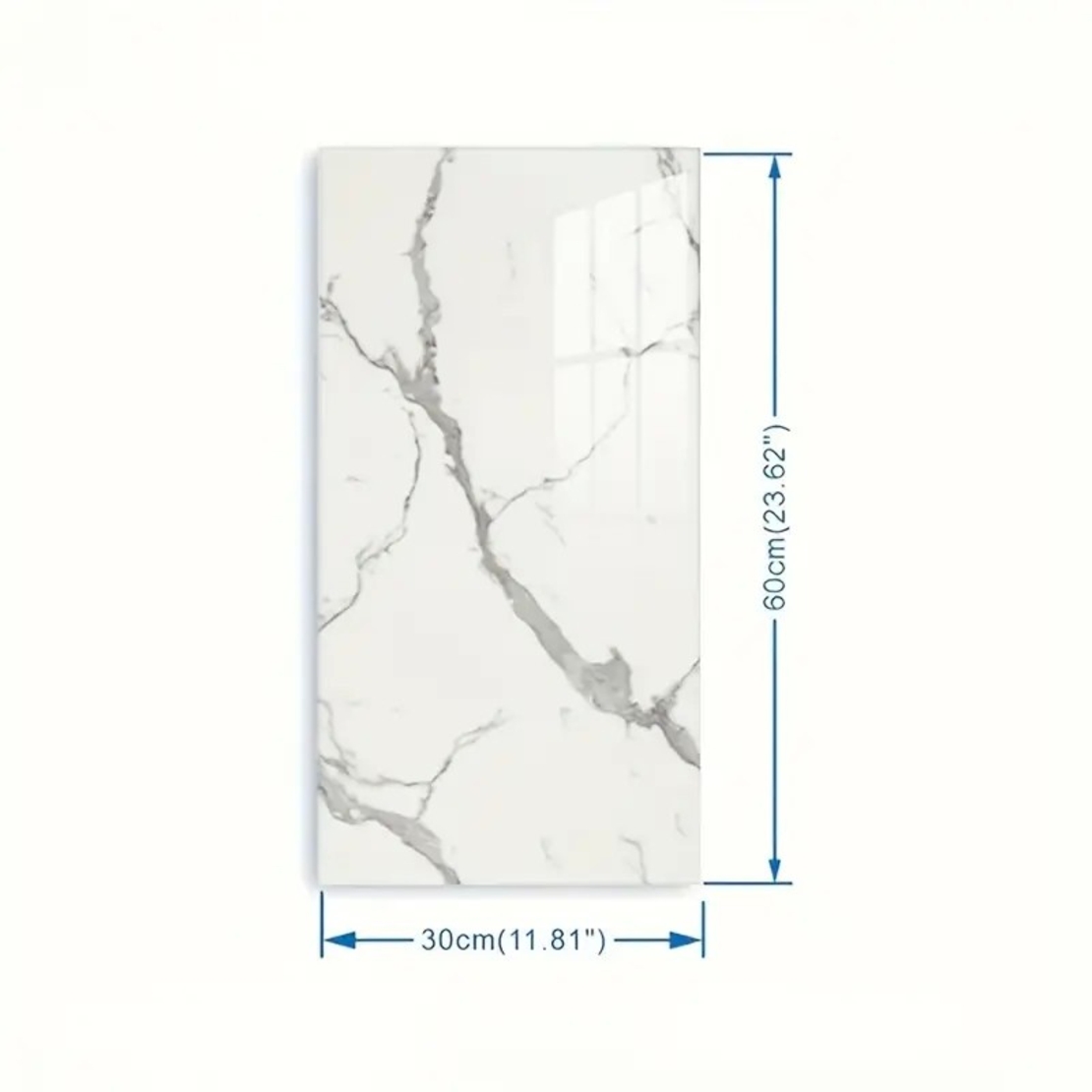 Set 10 Placi Tapet, Vafy, 60 x 30 cm, Grosime 1.5 mm, din PVC, Model Imitatie de Marmura, Suprafata acoperita 1.8 mp, Gri Deschis
