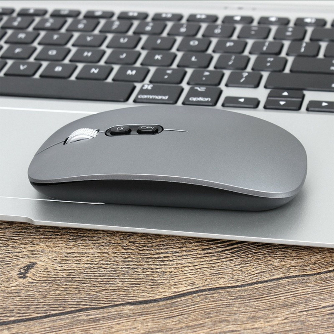 Mouse Wireless Reincarcabil, Vafy, Compatibil Windows/macOS, Bluetooth 5.1 + 2.4GHz, Silentios, DPI 800/1200/1600, Gri Inchis