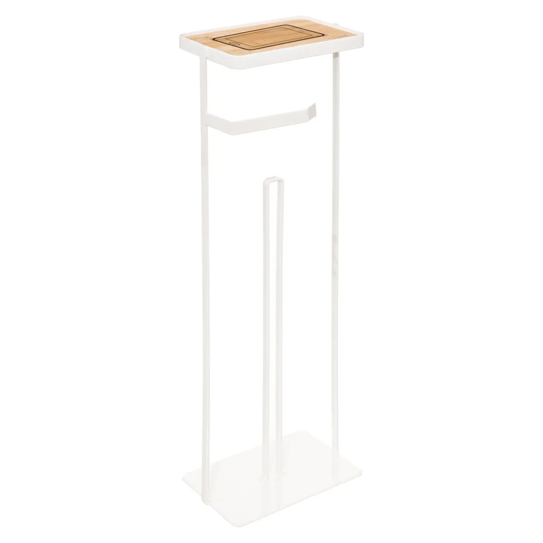 Suport hartie igienica 5Five cu raft depozitare, otel, 18x12x59 cm, alb