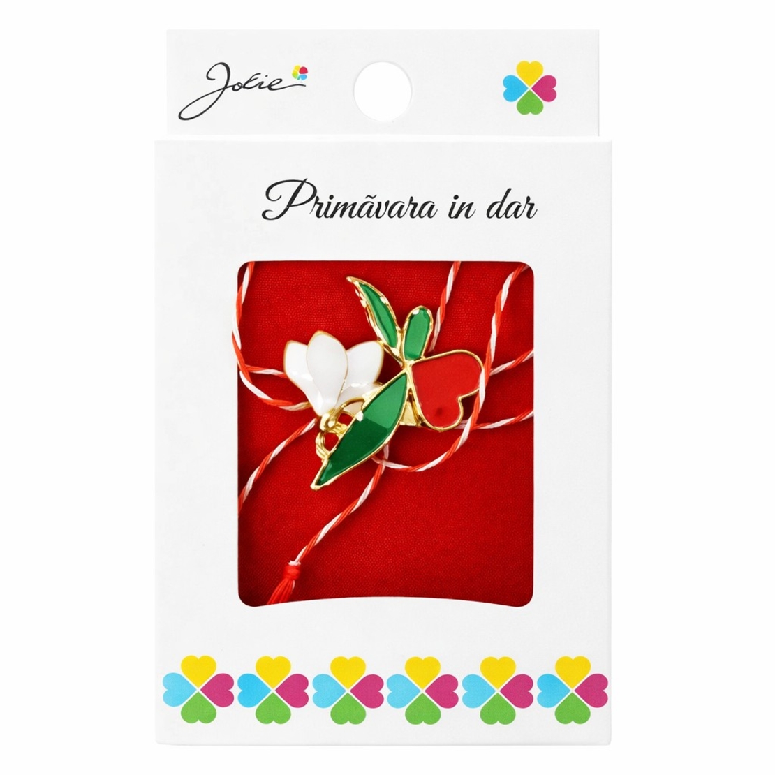 Martisor Brosa Mica in Cutie, Jolie, Dimensiune Brosa 2,5-3 cm, Material Metal, Model Ghiocel, Multicolor