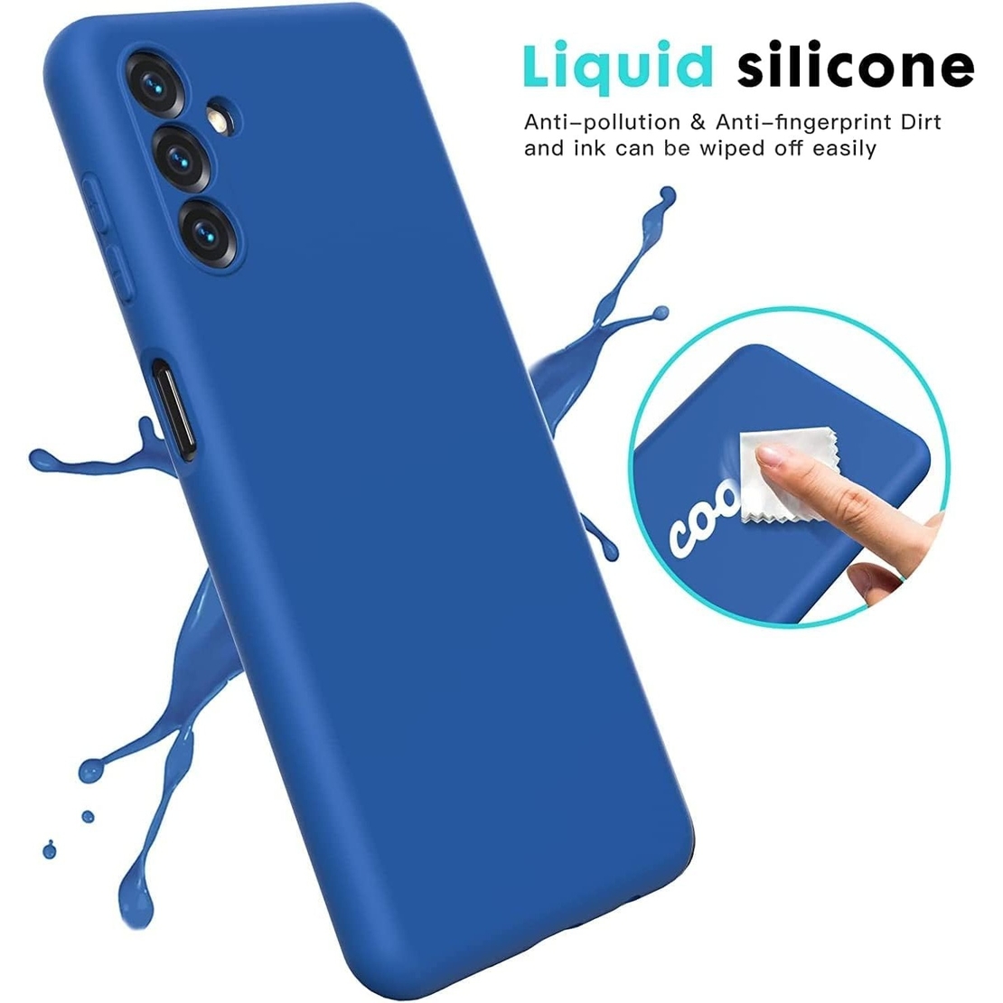 Husa de Protectie, Vafy, pentru Samsung Galaxy S23 FE, Liquid Silicone, cu Microfibra pe Interior, Protectie Antisoc, Compatibil Incarcare Wireless, Albastru