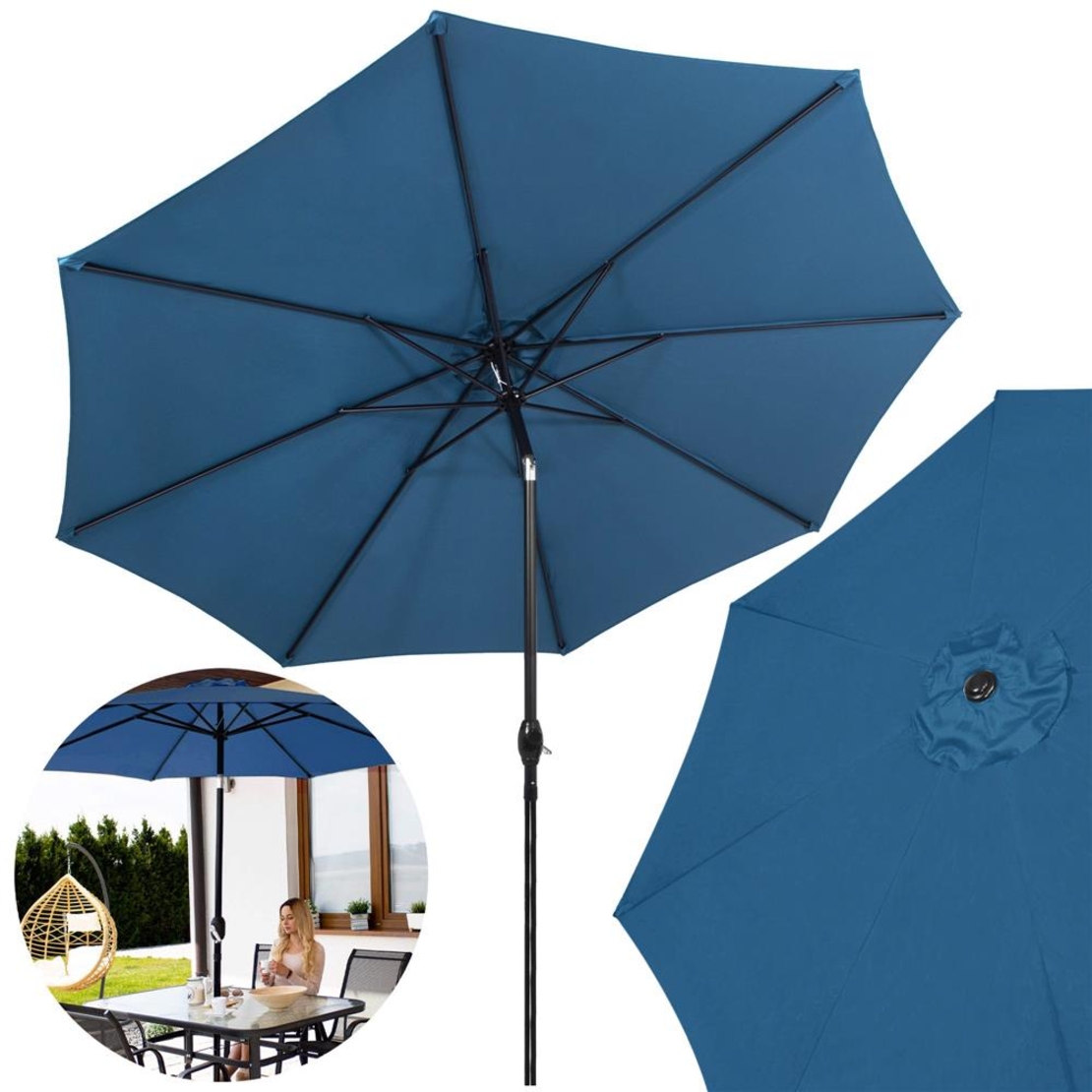 Umbrela terasa gradina, cu manivela si inclinare, diametru 300cm, Albastru