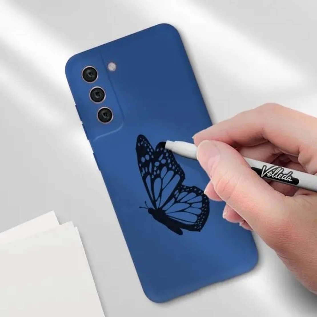 Husa protectie Vafy pentru Samsung S21 FE Liquid Silicone Albastru Inchis