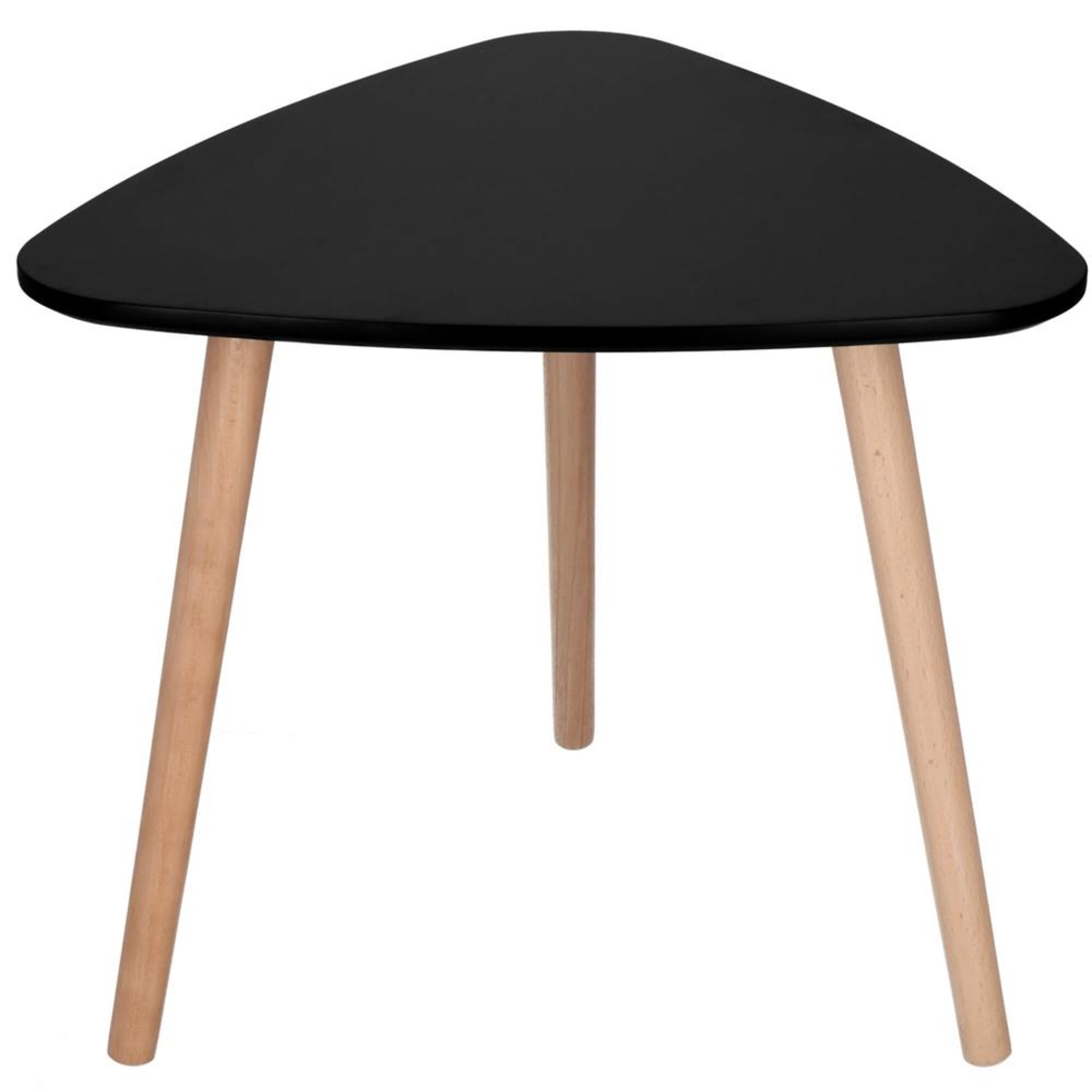Set 2 mese de cafea, ovale, 54x45 cm si 41x40 cm, Blat MDF, Picioare lemn, Negru