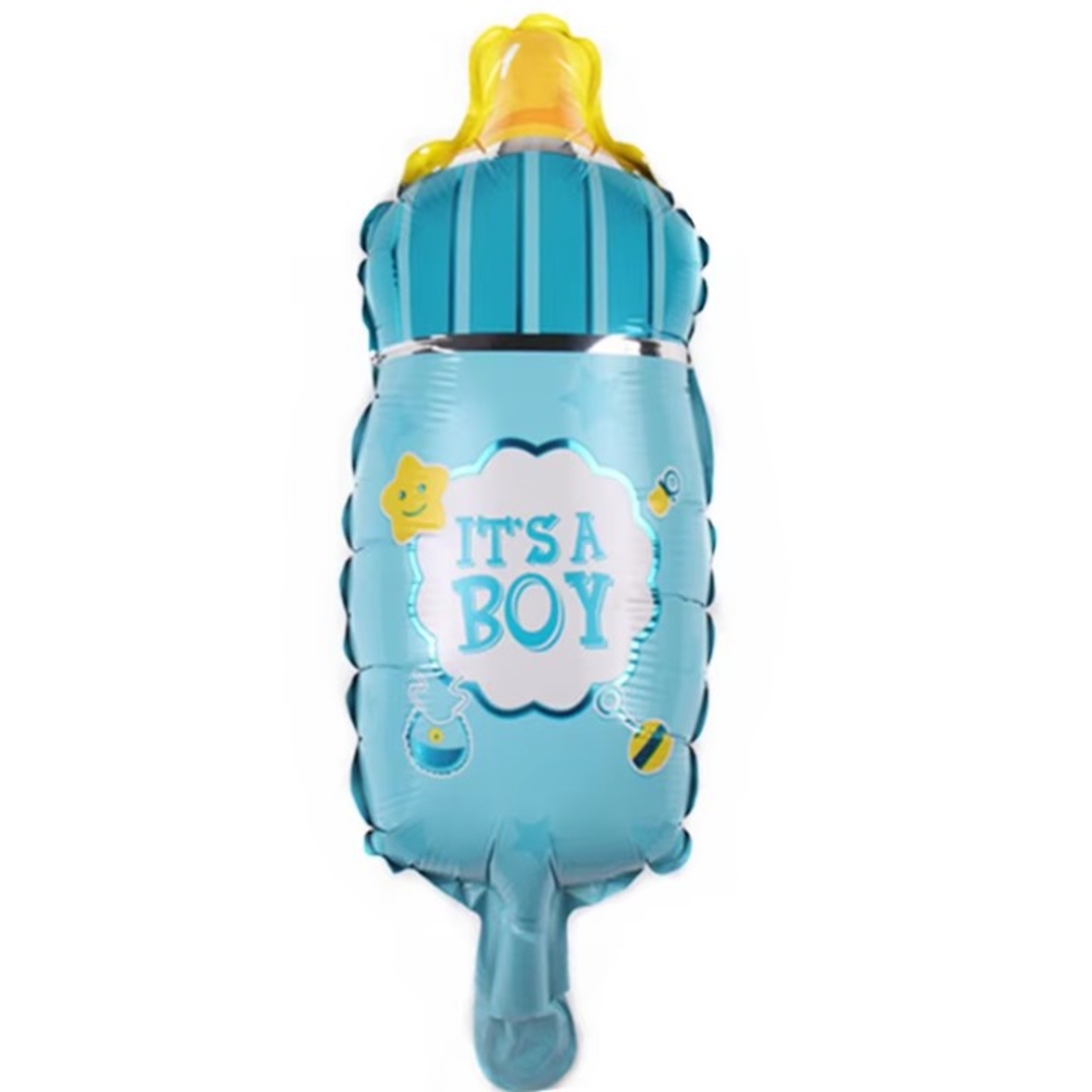 Balon din Folie Metalizata, Vafy, Mini Figurina Biberon, Model It's a Boy, Tematica Gender Reveal, 44x20 cm, Ambalaj Individual, Pai Inclus, Umflare cu Aer sau Heliu, Albastru