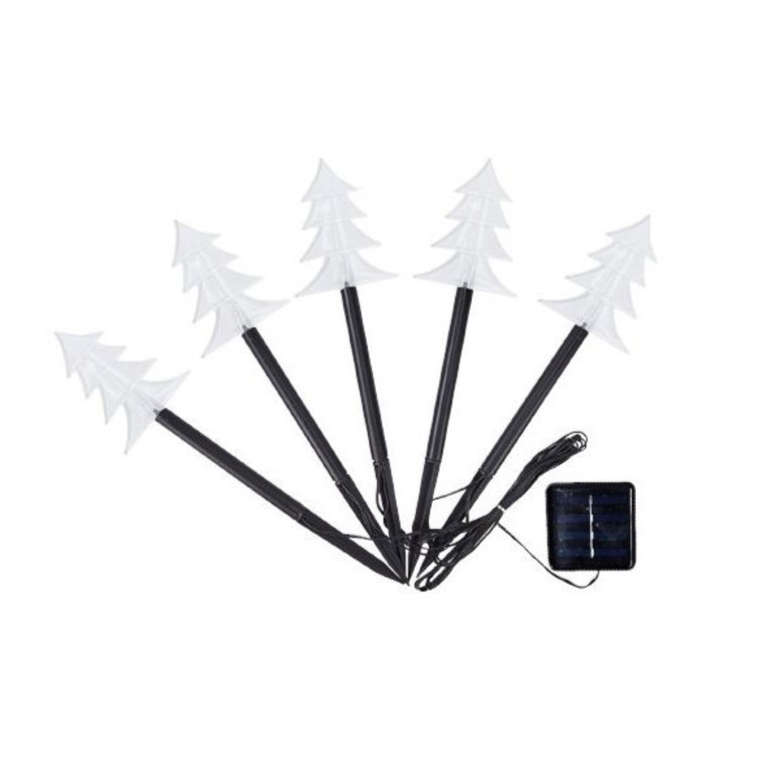 Set 5 Lampi solare LED de exterior Model Brad, pentru gradina, Vafy, 35.5 cm, Alb Cald