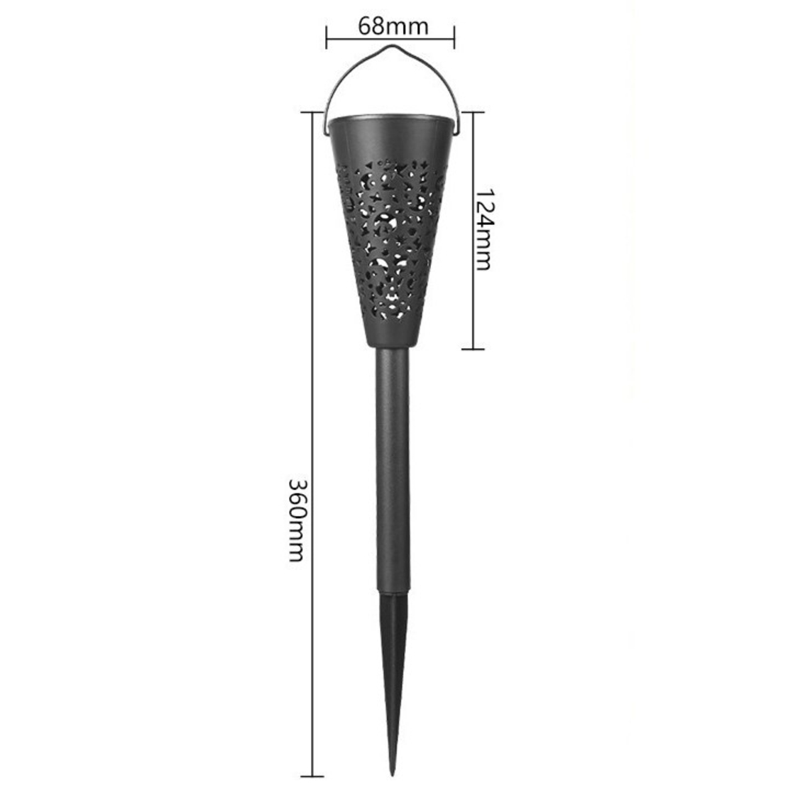 Set 12 Lampi Solare Led pentru Gradina, Flippy, Tip Torta, 36 x 6.8 cm, Buton On-Off, Lumina Multicolor, Negru