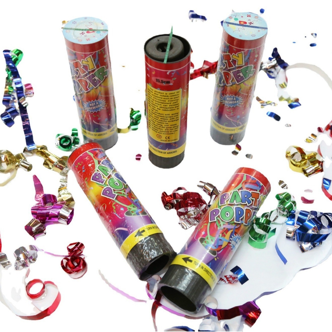 Tun de Confetti, Flippy, Party Popper 20 cm, Model Panglici din Folie, Multicolor