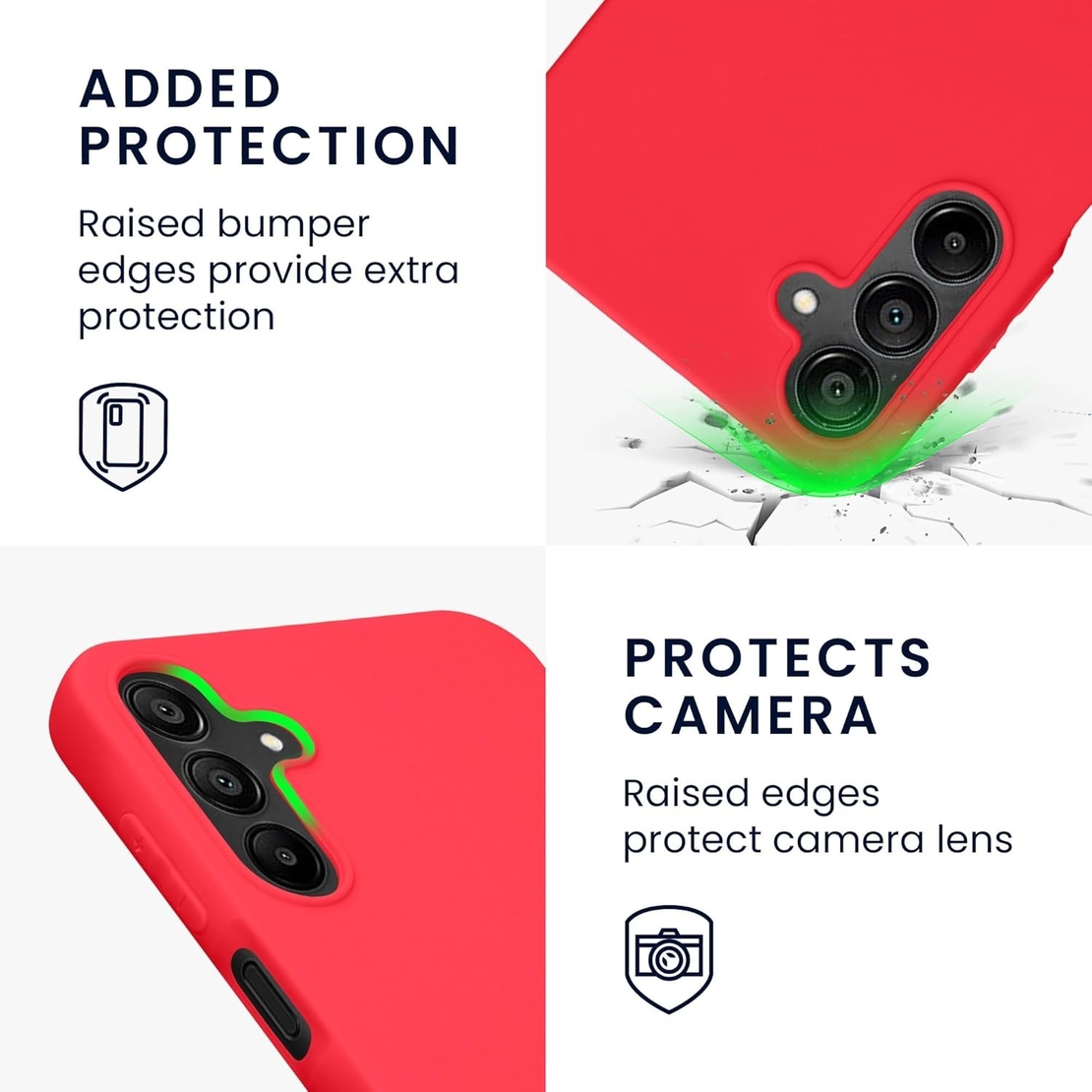 Husa de Protectie Matte TPU, Vafy, pentru Samsung Galaxy A15, Protectie Camera, Antisoc, Antizgariere, Antialunecare, Acoperire Completa, Rosu