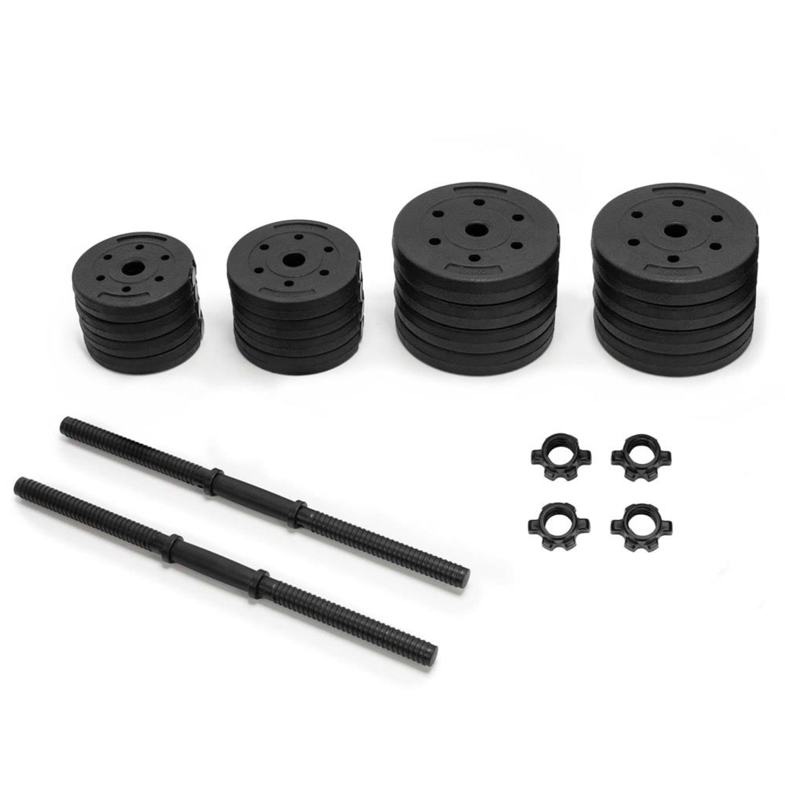 Set gantere reglabile 30 kg (2 x 15 kg), discuri cu invelis PP, negru
