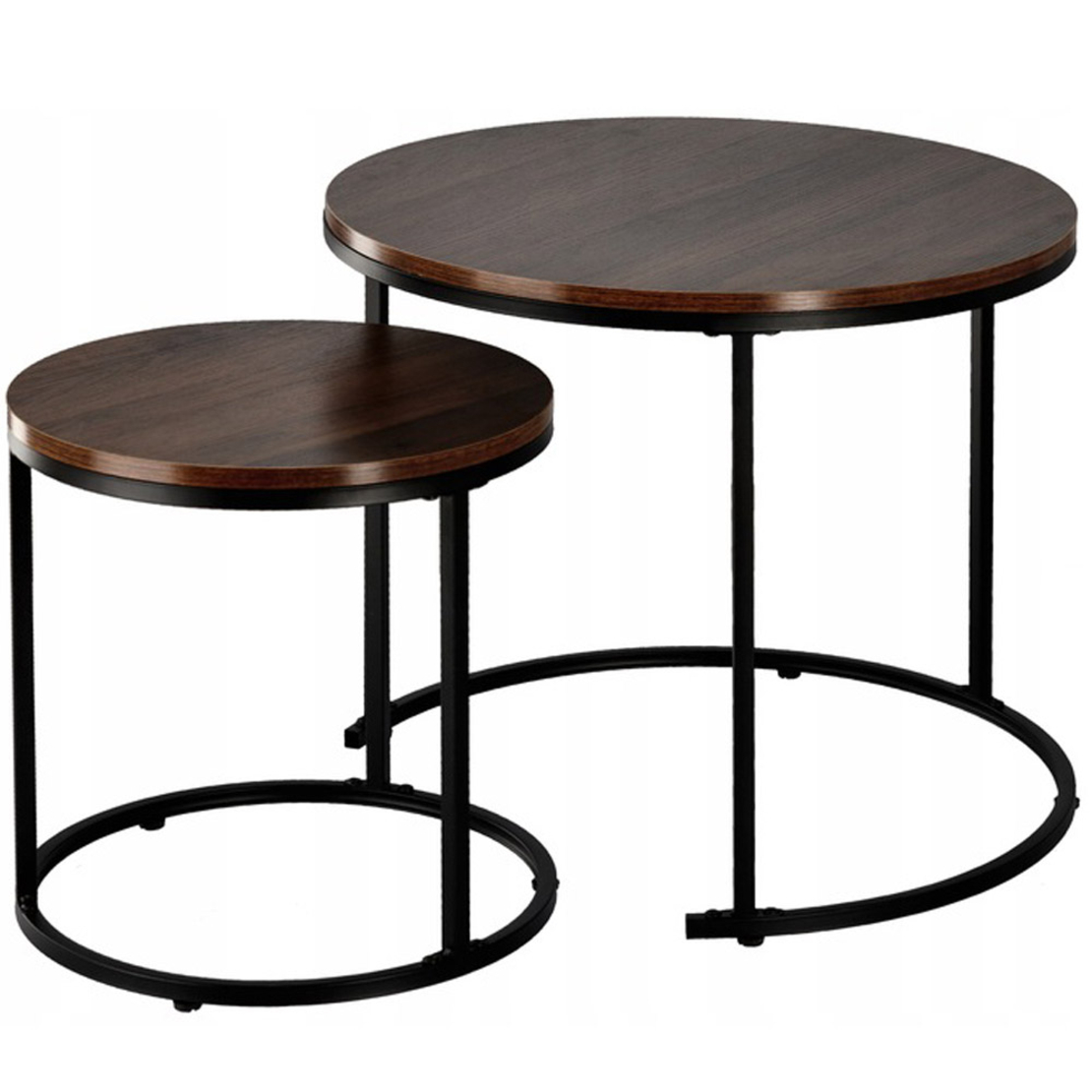 Set 2 mese pentru cafea, cadru otel, blat MDF, 60x60x50 cm si 40x40x40 cm, maro