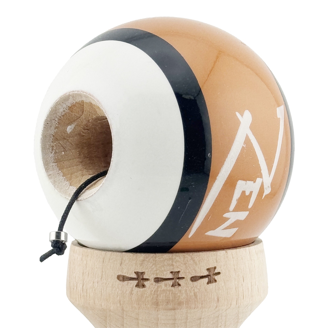 Kendama X Zen Series Originala, Profesionala, Flippy, Cupe Mari KING SIZE V3, Super Sticky, Gaura in Baza, Rulment Metalic, din lemn 18 cm, Ata 62/65 cm, Maro