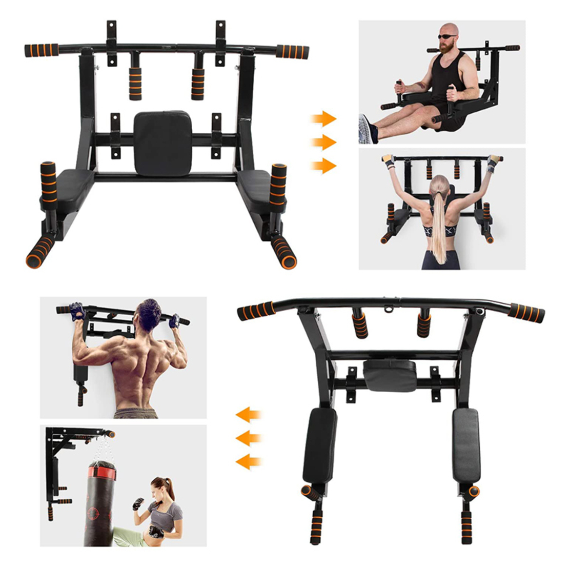 Aparat de tractiuni si abdomene multifunctional, cu fixare pe perete, sarcina 200kg