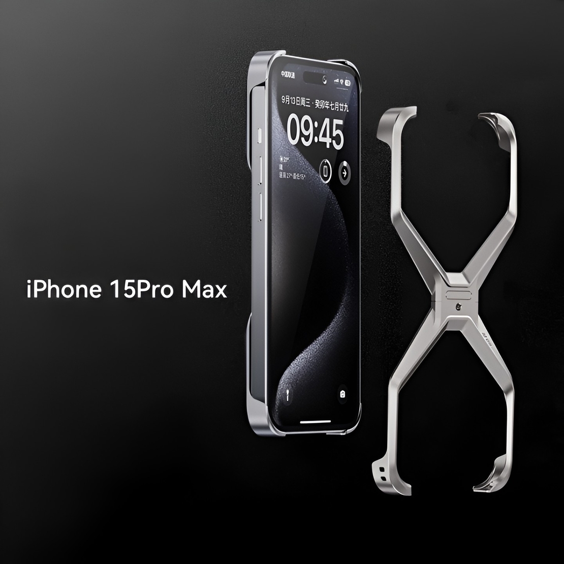 Husa Armor X Compatibila cu iPhone 15 Pro Max, Vafy, Aliaj de Aluminiu, Antisoc, Antizgarieturi, Impermeabila, Margini cu 2 Straturi, Aderent, Montare Usoara, Surubelnita Inclusa, Gri Metalizat