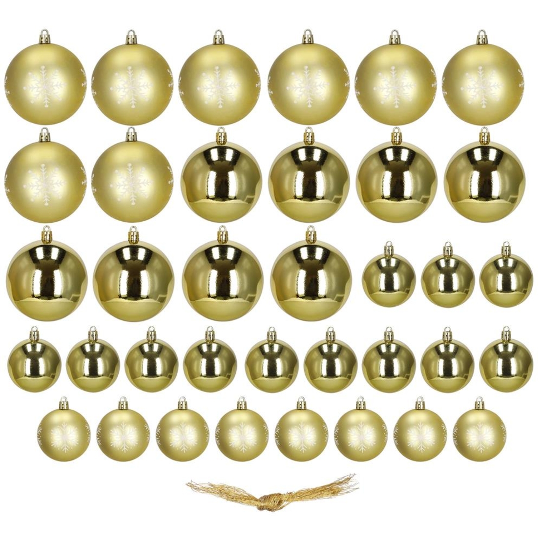 Set globuri Craciun 36 bucati, diverse modele, diametru 6-8 cm, auriu