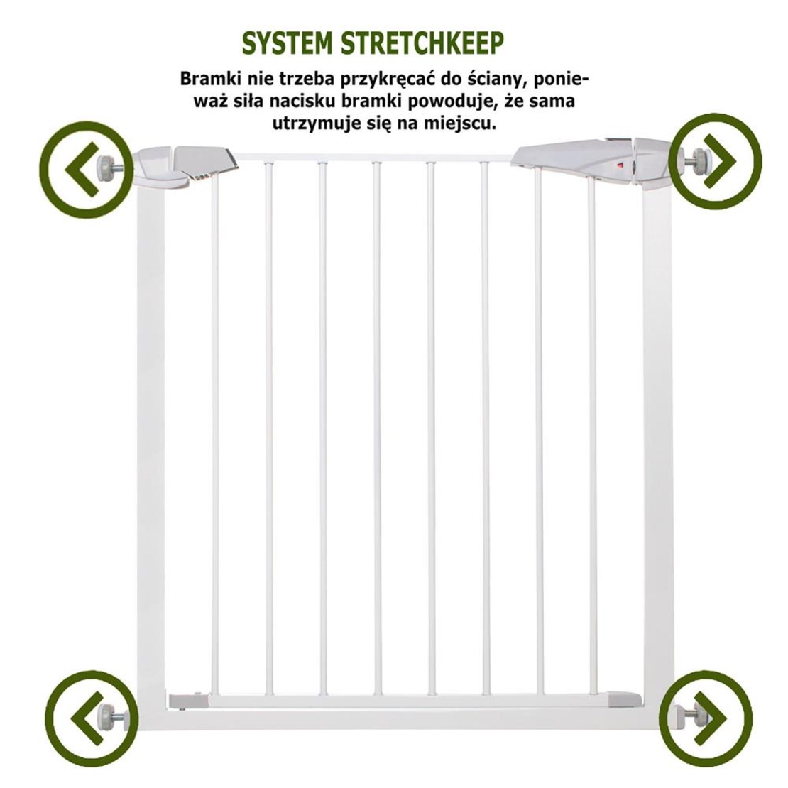 Poarta de siguranta Safety Gate pentru scari, ajustabila 76-85 cm, din otel, alba