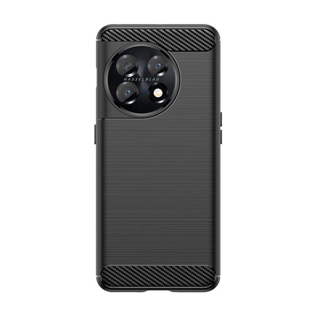 Husa Protectie pentru OnePlus 11, Vafy, din Silicon TPU Moale, Textura Periat, Anti Cadere, cu Element Carbon, Negru