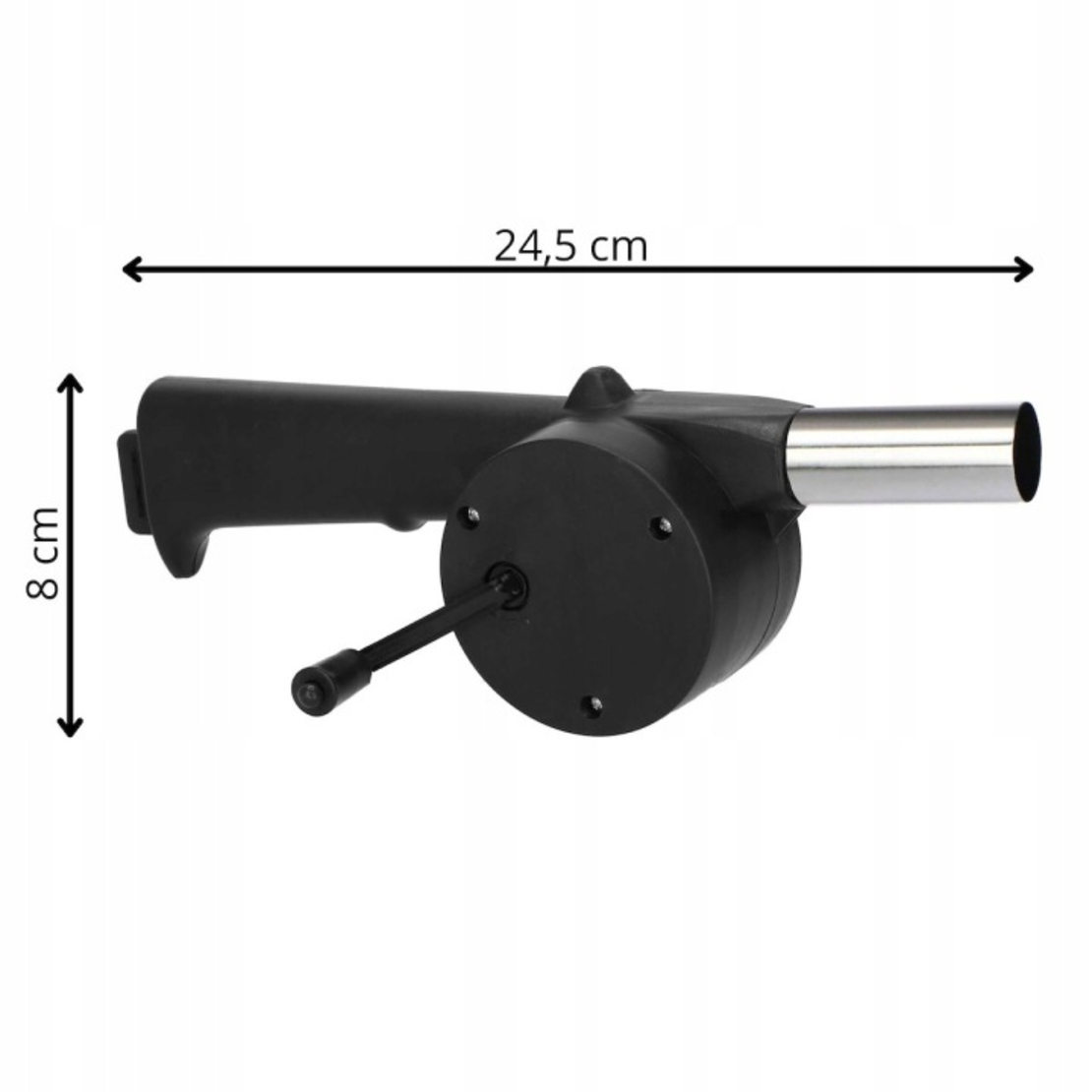 Suflanta manuala pentru aprins gratar, foc sau semineu, cu manivela, 25 cm, negru