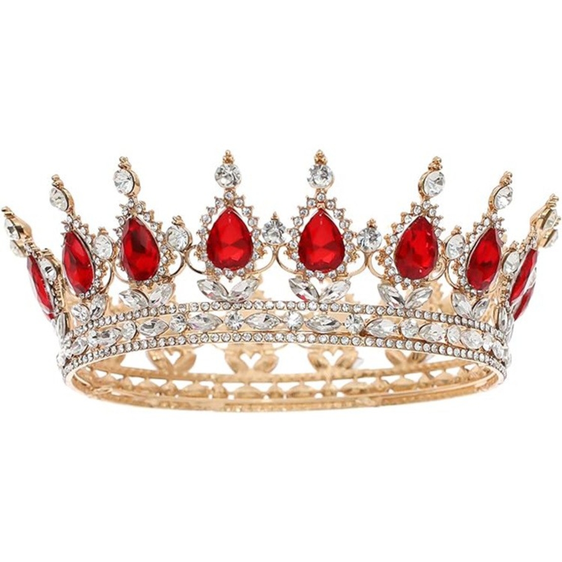 Diadema, Flippy, din Aliaj, cu Cristale, Accesoriu Par, Aniversare, Nunta, Petrecere, 15 x 5.3 x 12.5 cm, Rosu/Alb