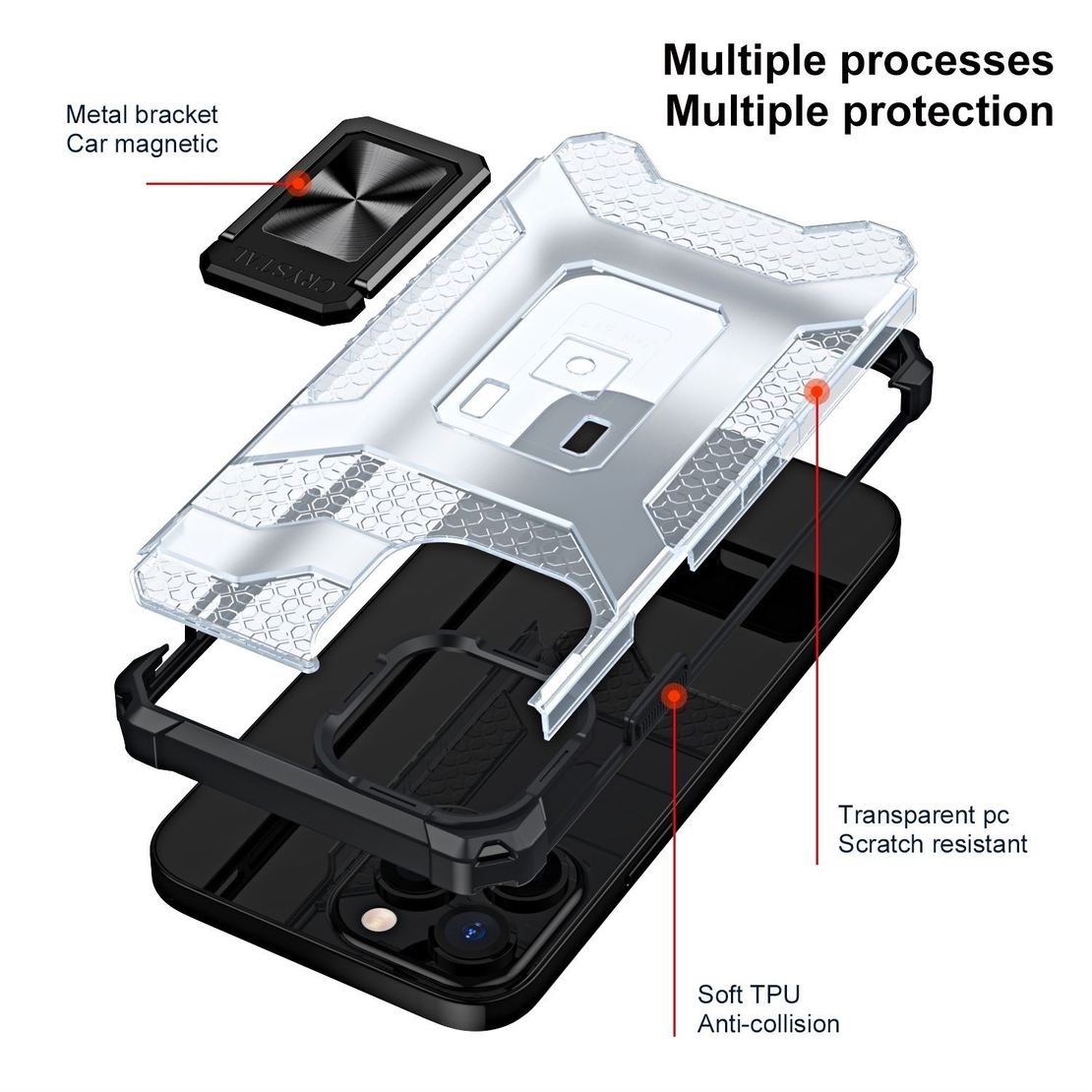 Husa de protectie Vafy compatibila cu Apple iPhone 13 Pro Acrylic Armor cu suport Negru