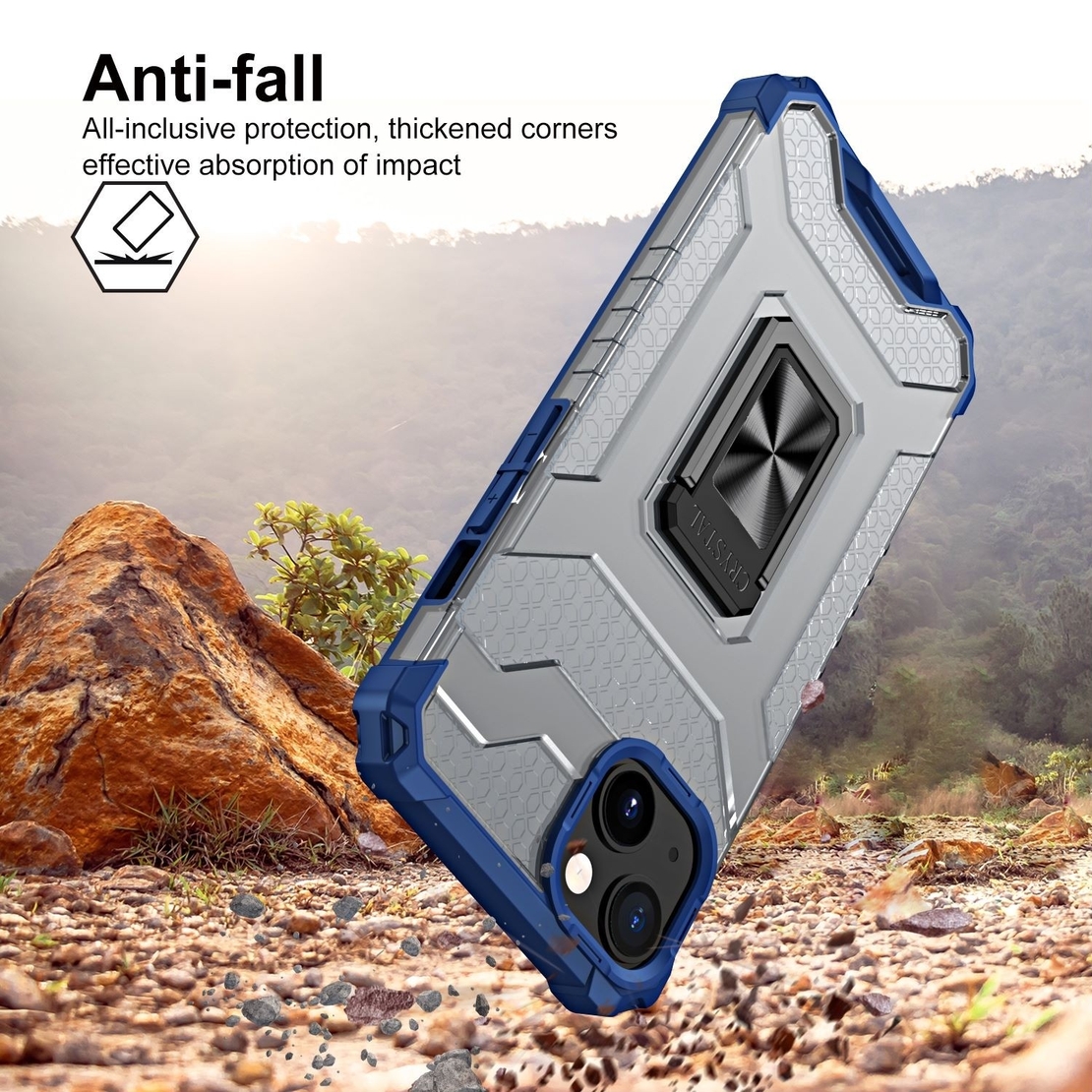 Husa de protectie Vafy compatibila cu Apple iPhone 13 Mini Acrylic Armor cu suport Albastru
