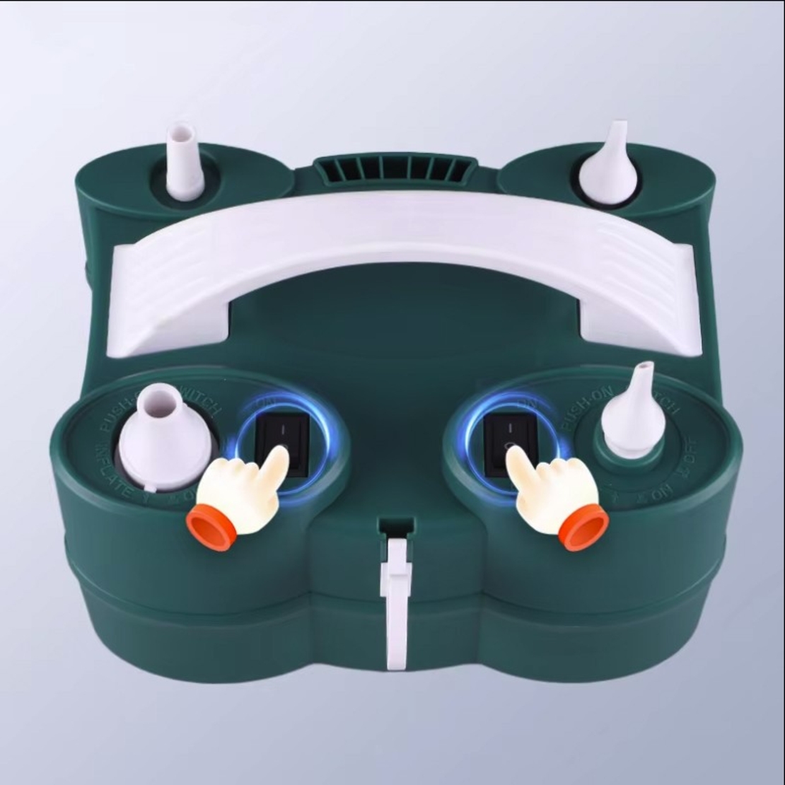 Pompa Electrica de Umflat Baloane, Flippy, cu Doua Iesiri, 220V, Putere 600W, Accesorii petrecere, Verde