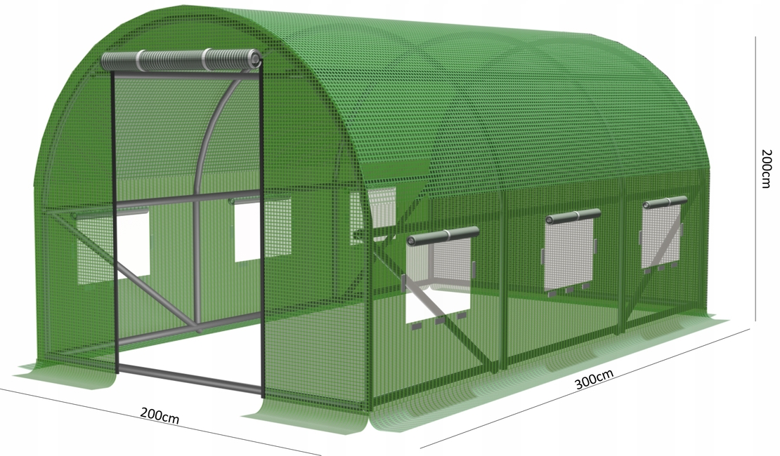 Sera de gradina, tip tunel cu cadru metalic, 300x200cm, verde, 6mp