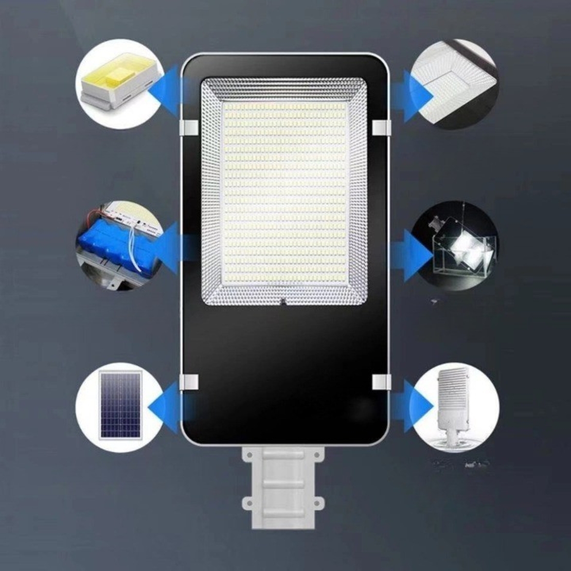 Proiector LED pentru stalp, casa, perete cu suport metalic inclus, Flippy, 38,5 cm x 14,2 cm, Rezistent la Apa IP65, cu Panou Solar, 240 COB LED, 50 W, Senzor de lumina, Timer, cu Telecomanda, intensitate reglabila, kit montaj inclus, Lumina Rece