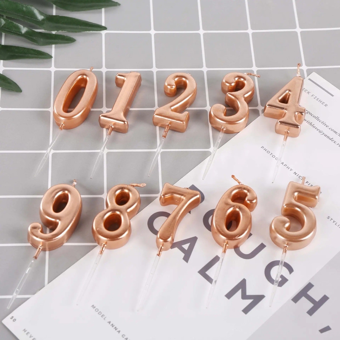 Lumanare de Tort, Flippy, Model Cifra 1, Party, 4.5 x 2.5 cm, din Parafina, Rose Gold