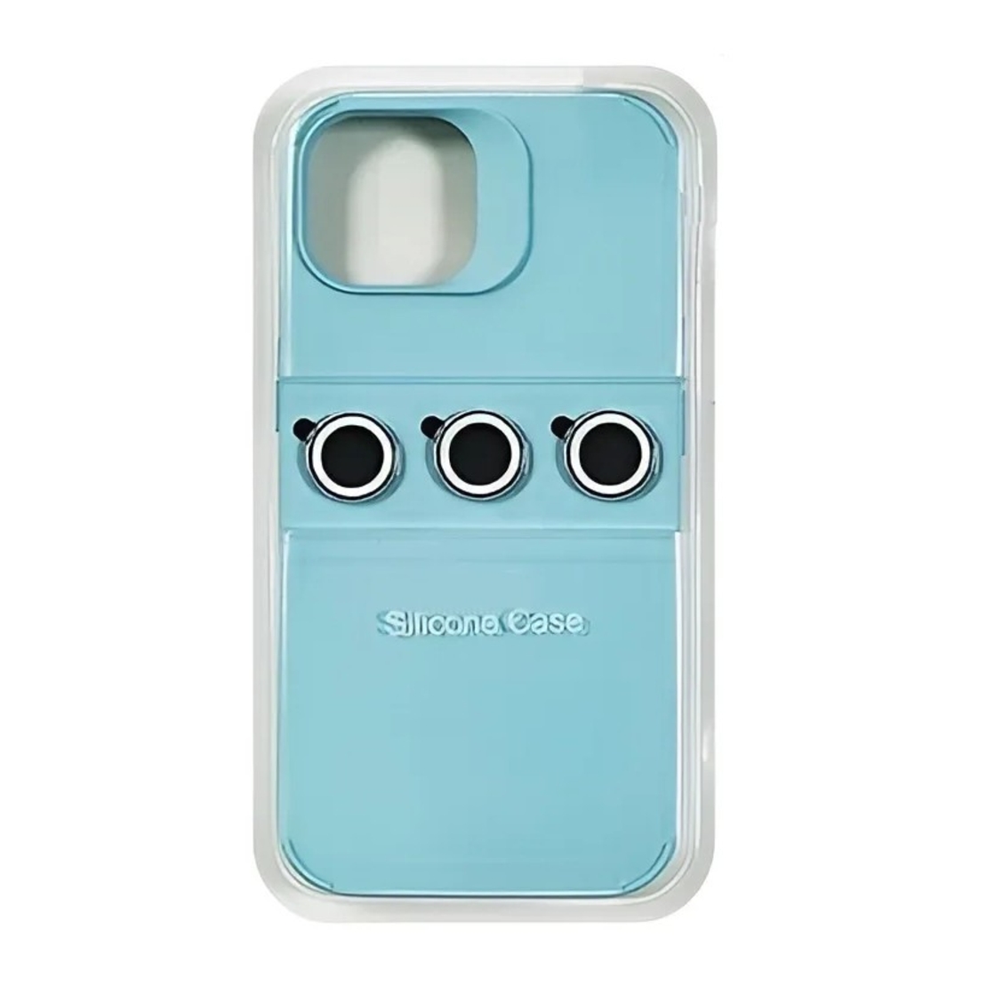 Husa Apple iPhone 13, Vafy, din Silicon Lichid, Interior din Microfibra, Lentile Fosforescente de Protectie Camera, Anti Amprenta, Rezistenta la Socuri, Bleu