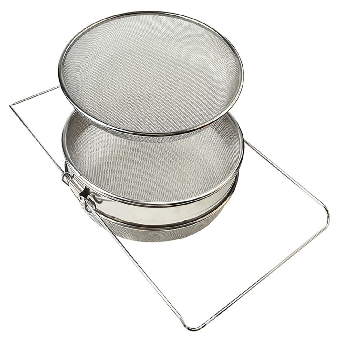Strecuratoare Apicola, Flippy, din Inox, Dubla, Filtrare Miere, 25 x 25 x 10 cm, Gri