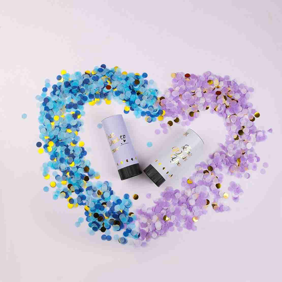 Tun de Confetti, Flippy, Best Wishes 11 x 4 cm, Model Buline din Hartie si Folie, Mov