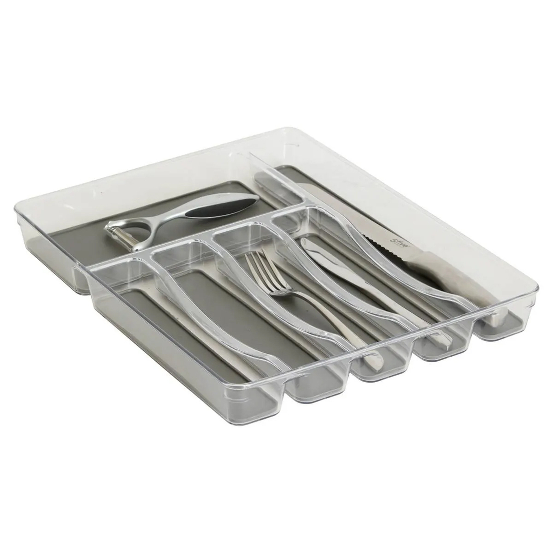 Tava organizare tacamuri 5Five Tidy Smart cu 6 compartimente, 32x40x5 cm, gri