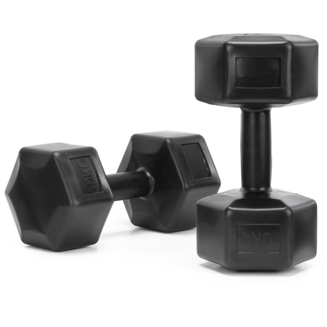 Set gantere hex 2x10 kg, bitum cu invelis rezistent PP, negru