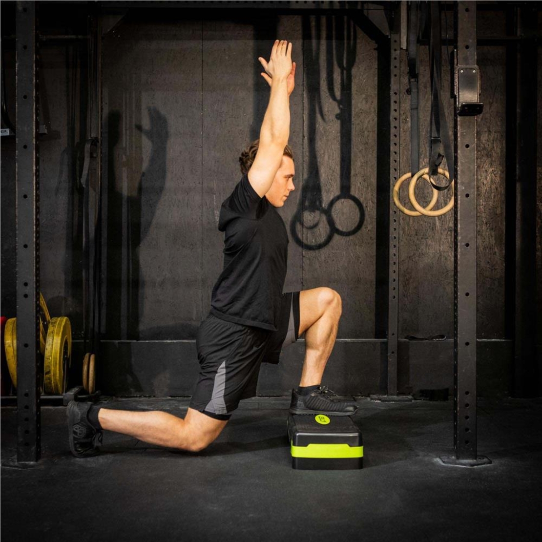 Stepper aerobic, ajustabil in 2 trepte, antiderapant, maxim 350 kg, 68x29x15 cm, negru si verde