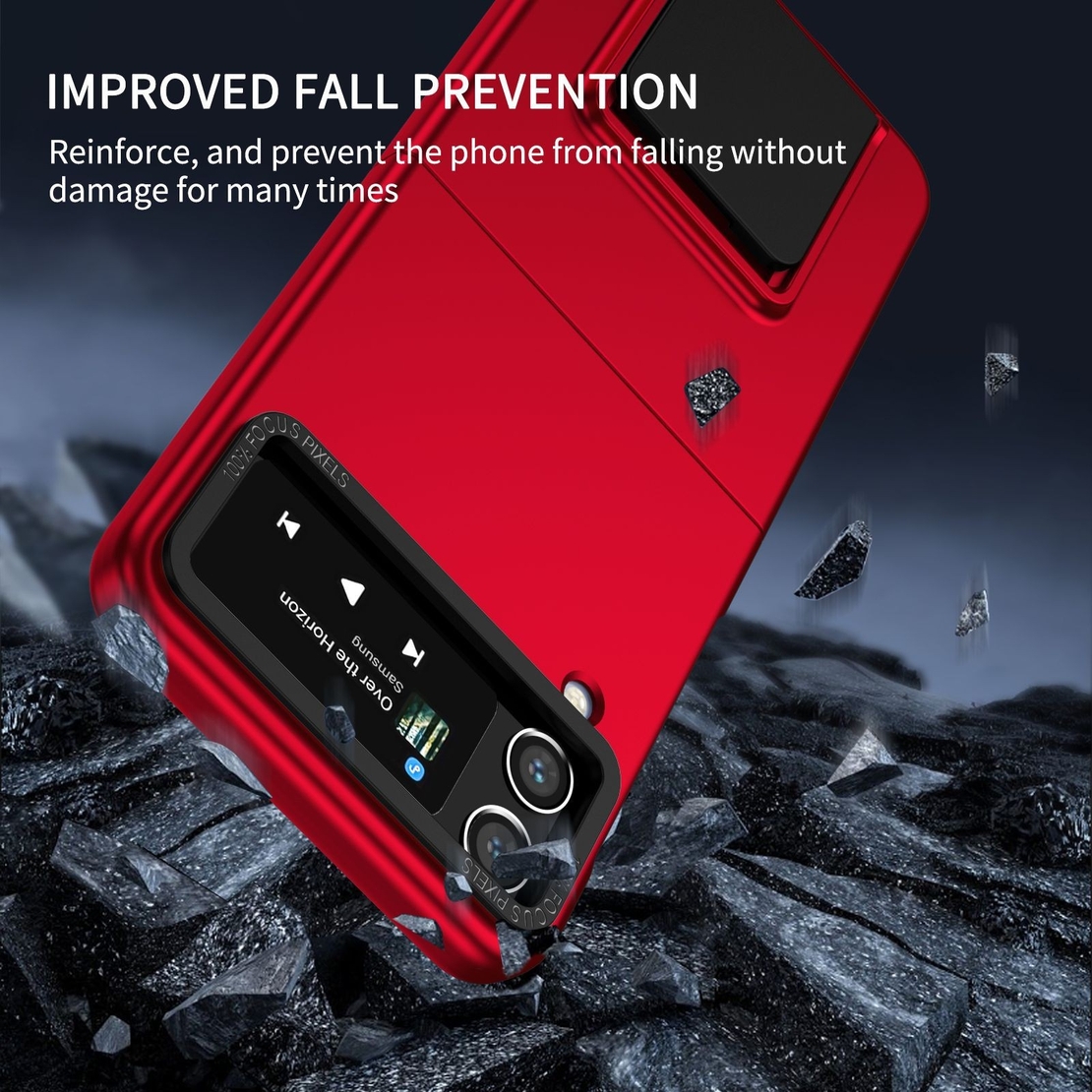 Husa de protectie Vafy, Pliere Tridimensionala, Multifunctionala, PC, pentru Samsung Galaxy Z Flip 4 / Z Flip 4 5G , Rosu