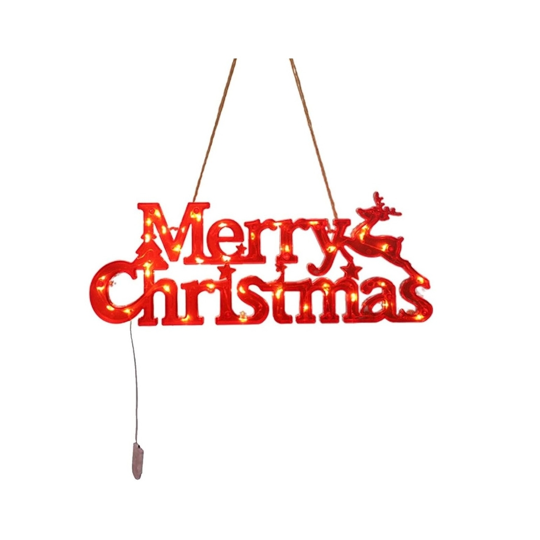 Instalatie LED de Craciun, Vafy, Litere 3D, Merry Christmas, Lumina Calda, 27.5 x 10.5 x 1.4 cm, Rosu