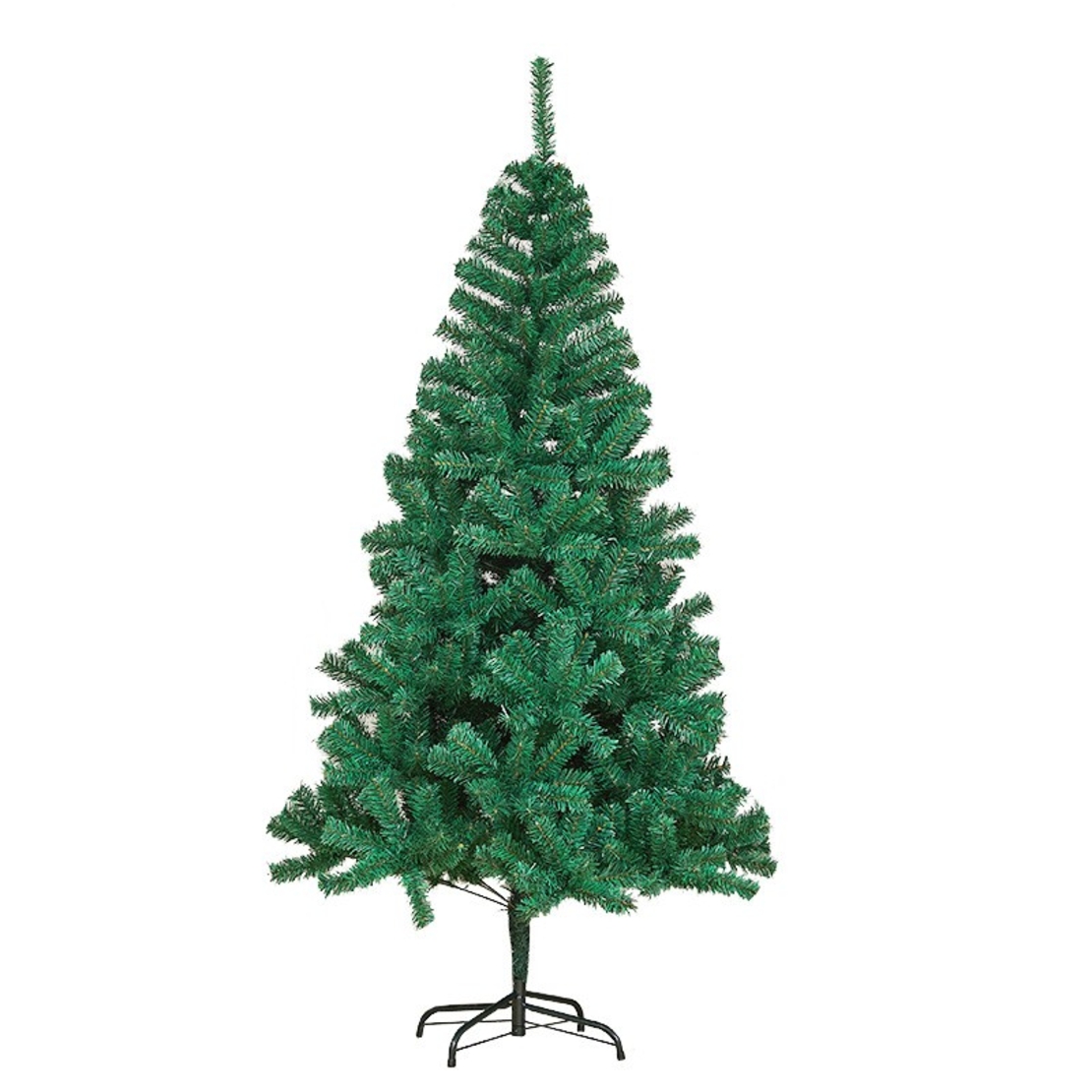 Brad de Craciun artificial cu suport inclus Flippy, 155 cm, 600 ramuri/varfuri, material plastic, suport clasic, fara iluminare, utilizat pentru interior/exterior, verde