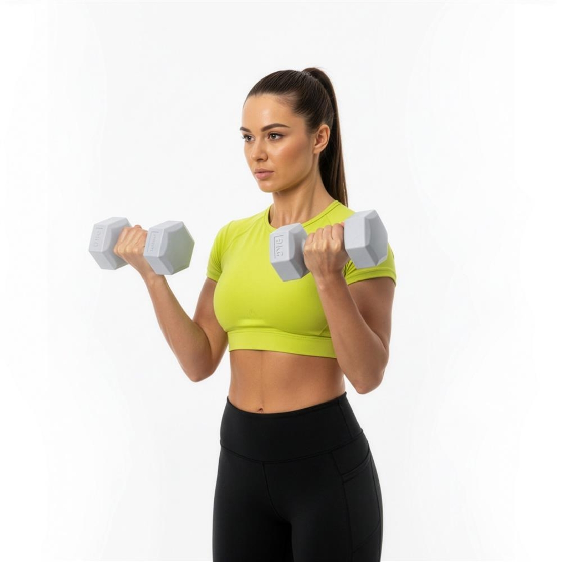 Set gantere hex 2x3 kg, bitum cu invelis rezistent PP, gri