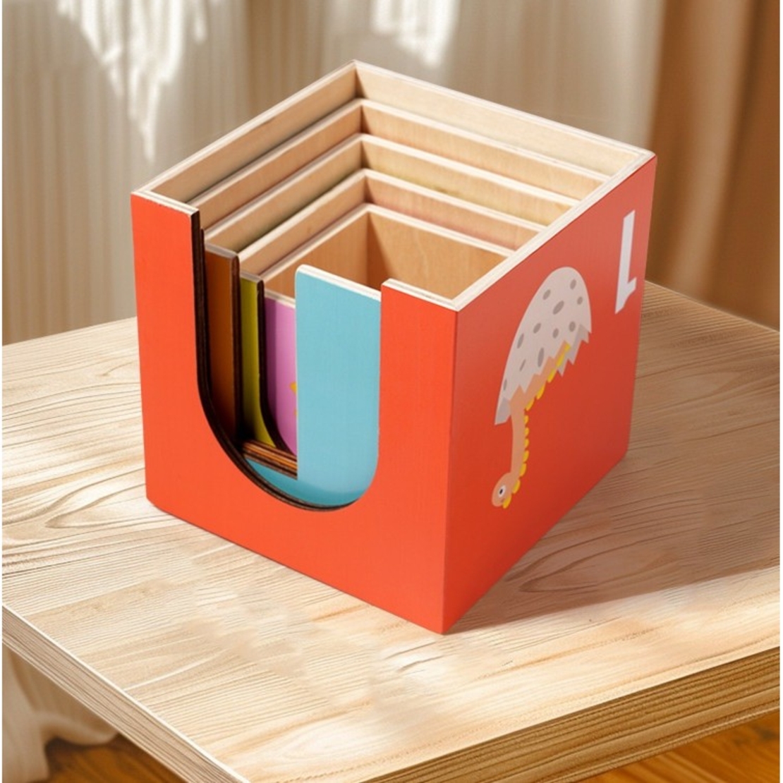 Jucarie de Construit, Flippy, Puzzle Box, Blocuri Stivuibile, 4-6 Ani, 5 Cuburi, 48 de Modele de Construit, 1 Manual, 12.8 x 12.8 x 12.8 cm, Multicolor